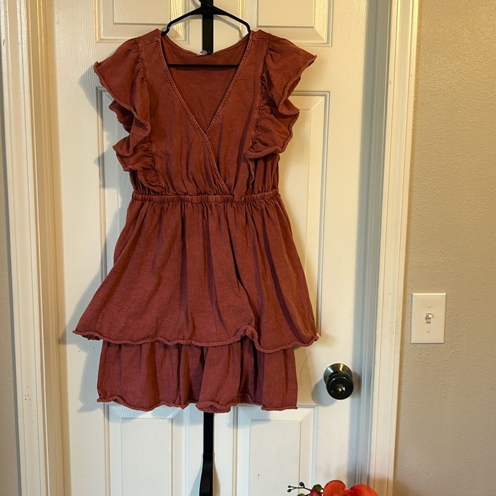 White birch red layered dress
